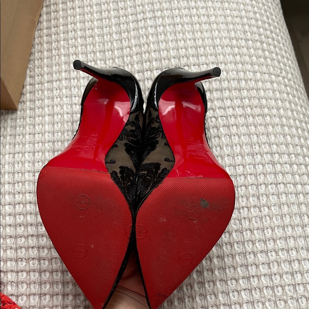 Christian Louboutin Black Lace Stiletto Heels - Picture 4 of 8